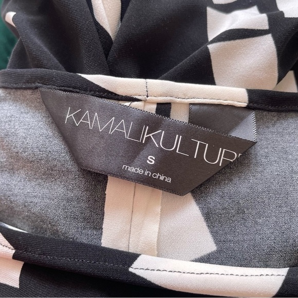 Norma Kamali KAMALIKULTURE Black White Floating Boxes Sleeveless Shirred Dress S - Picture 6 of 11